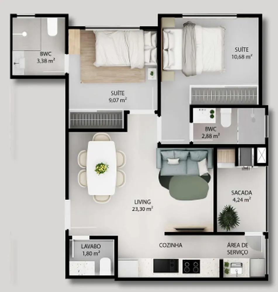 Apartamento, 2 quartos, 61 m² - Foto 3
