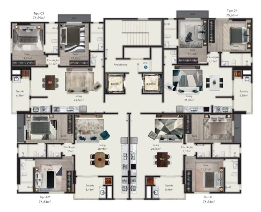 Apartamento, 2 quartos, 75 m² - Foto 2