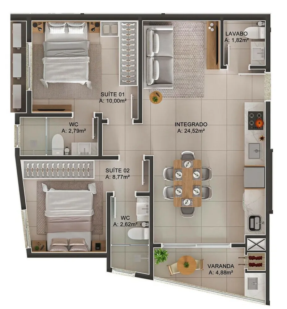 Apartamento, 2 quartos, 60 m² - Foto 1