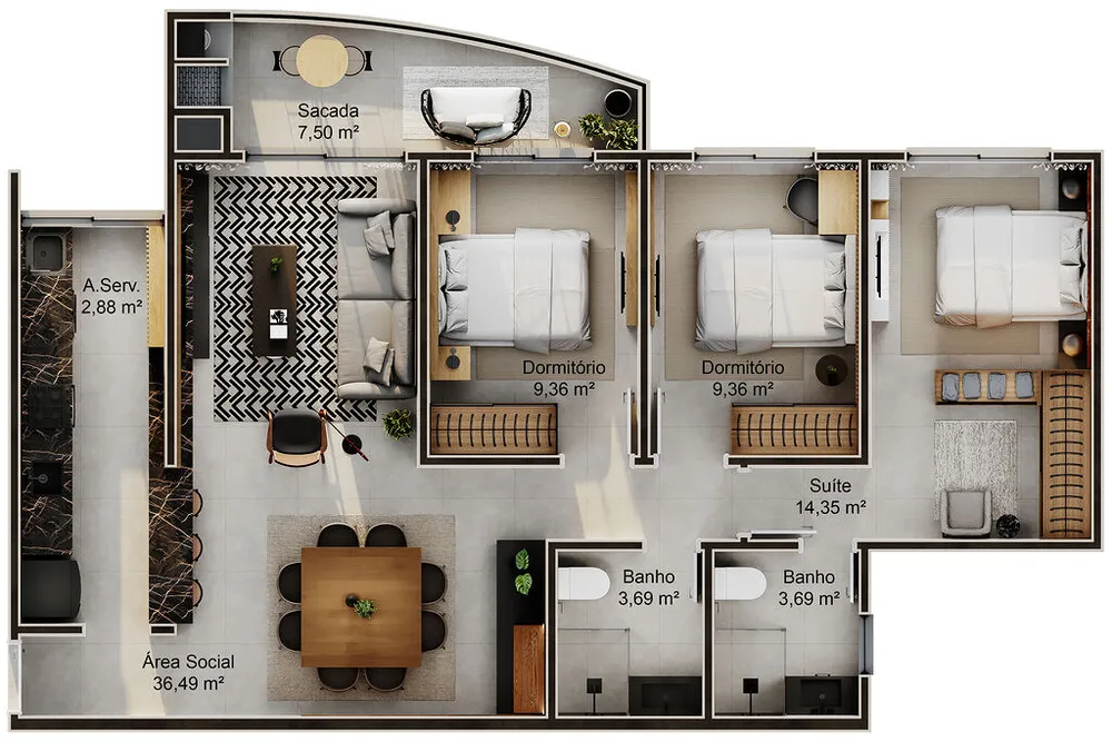 Apartamento, 3 quartos, 98 m² - Foto 7