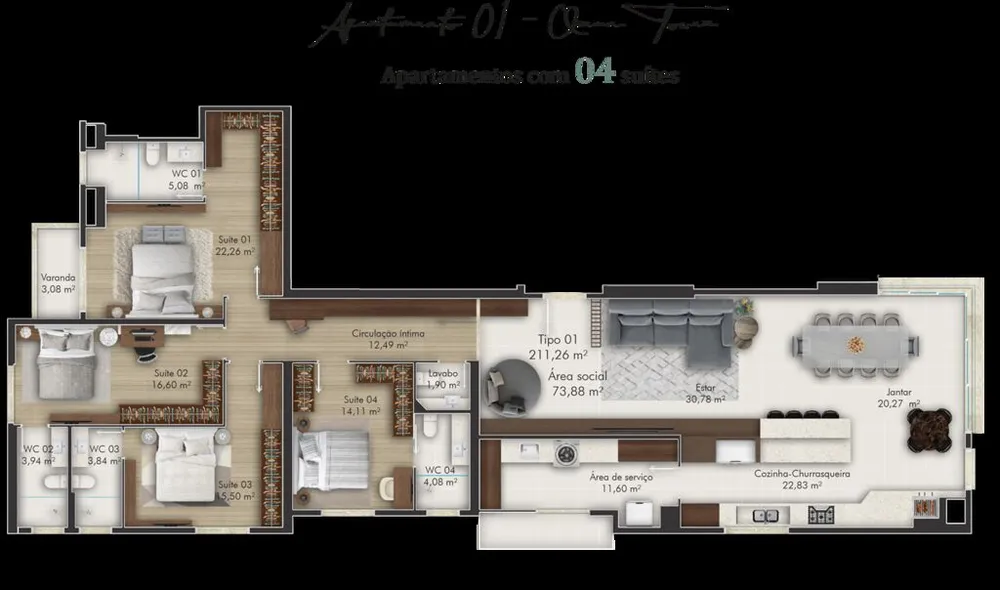 Apartamento, 4 quartos, 195 m² - Foto 4