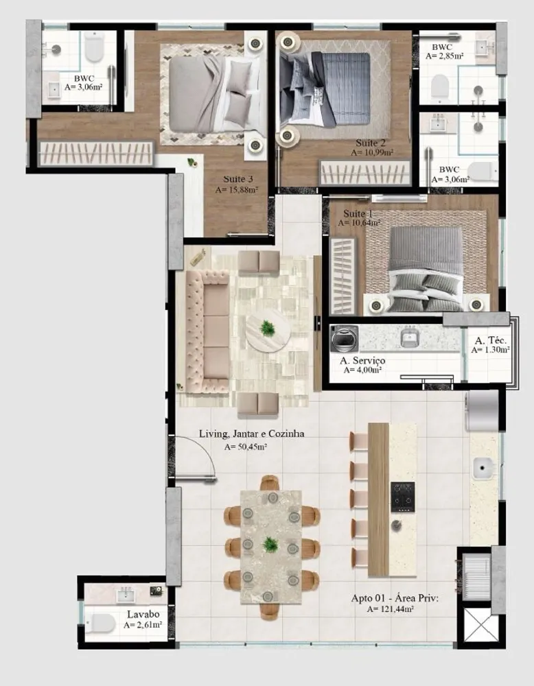 Apartamento, 3 quartos, 121 m² - Foto 4