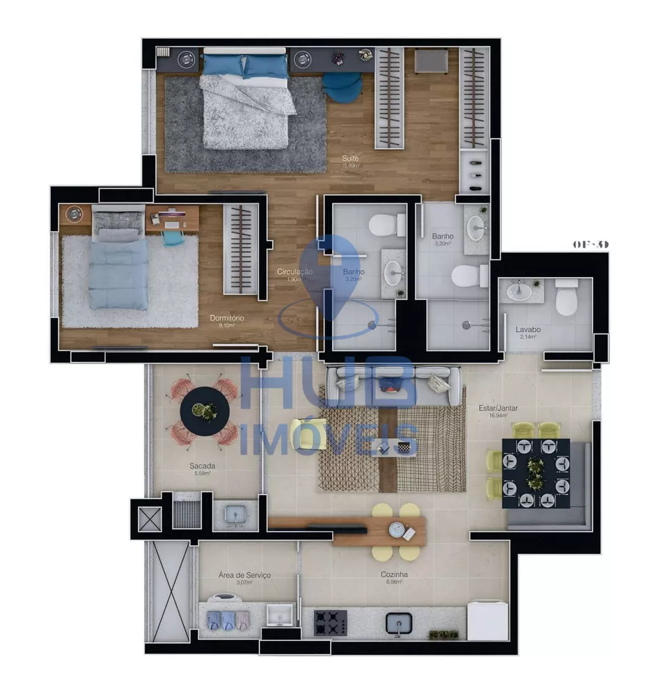Apartamento, 3 quartos, 124 m² - Foto 1