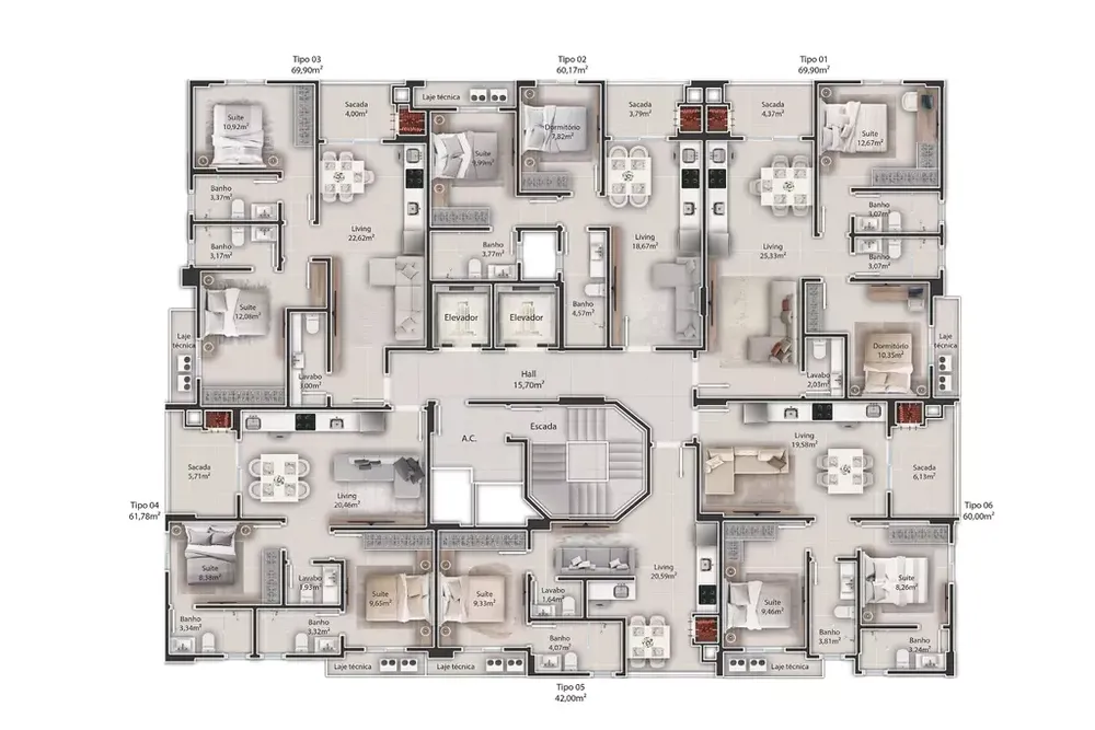 Apartamento, 2 quartos, 60 m² - Foto 2