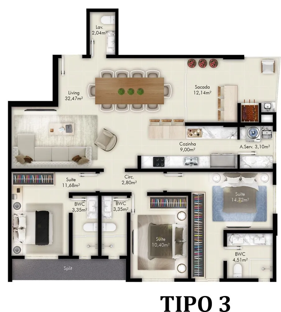 Apartamento, 3 quartos, 125 m² - Foto 1