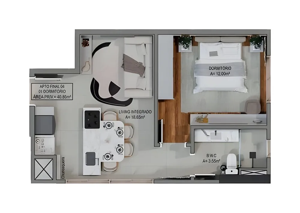 Apartamento, 1 quarto, 48 m² - Foto 1