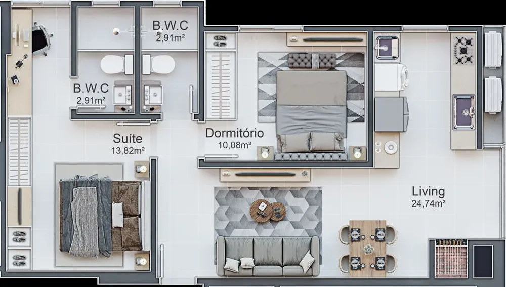 Apartamento, 1 quarto, 45 m² - Foto 1