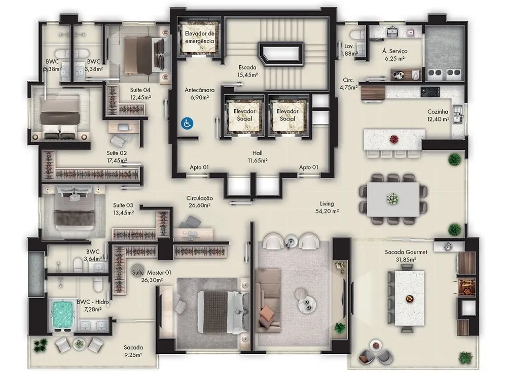 Apartamento, 4 quartos, 259 m² - Foto 2