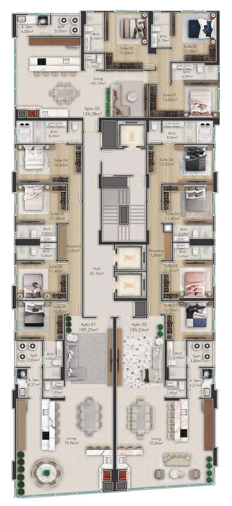 Apartamento, 3 quartos, 134 m² - Foto 1