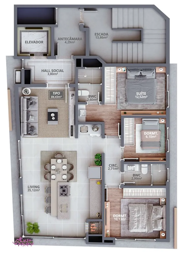 Apartamento, 1 quarto, 84 m² - Foto 2