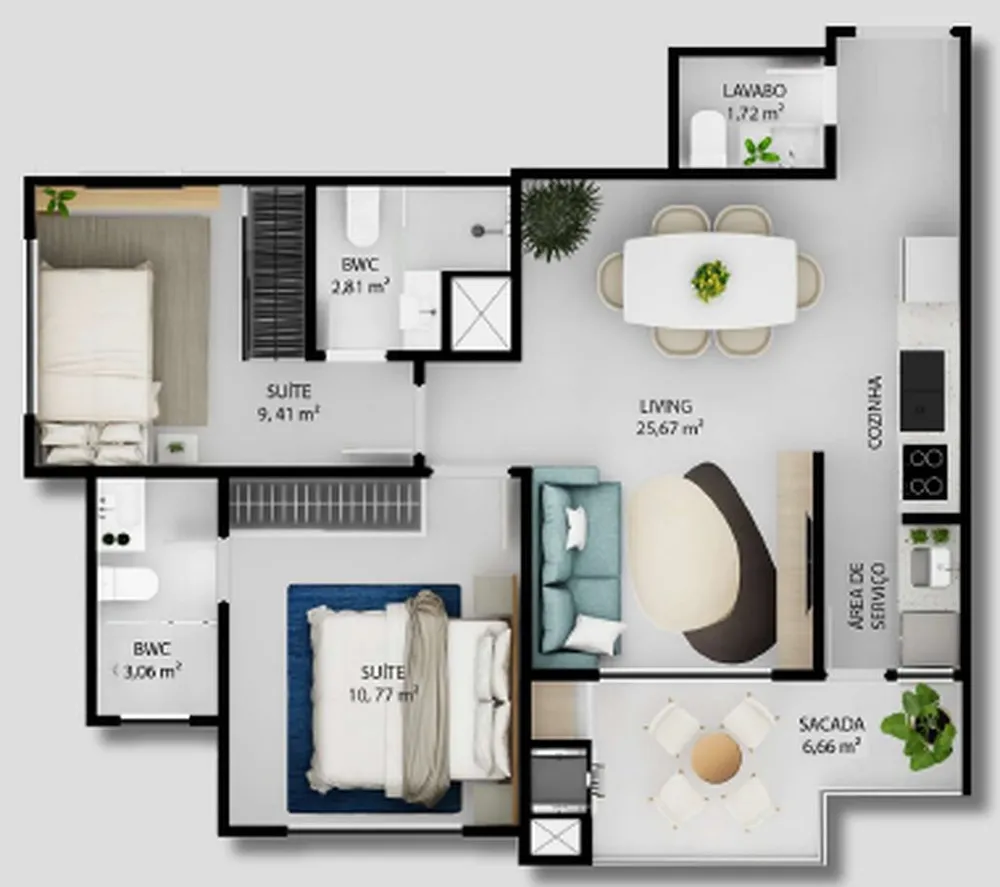 Apartamento, 2 quartos, 61 m² - Foto 3