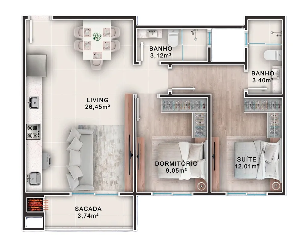 Apartamento, 68 m² - Foto 1