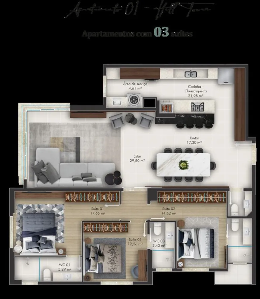 Apartamento, 3 quartos, 265 m² - Foto 1