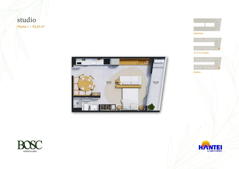 Kitnet-Studio, 52 m² - Foto 1