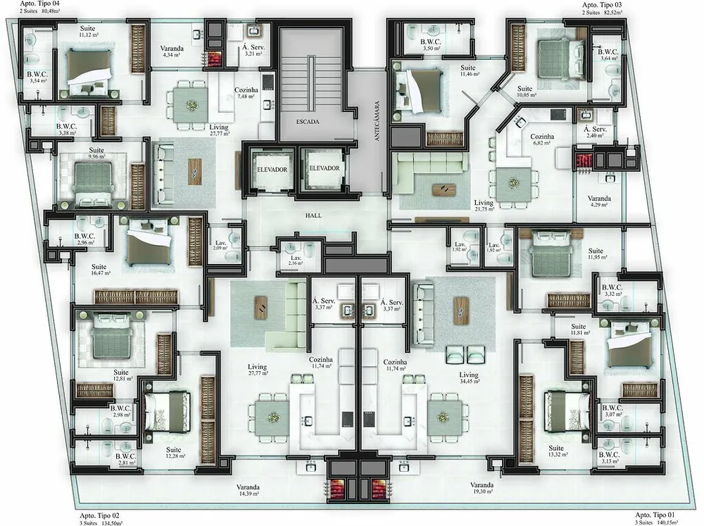 Apartamento, 2 quartos, 82 m² - Foto 2