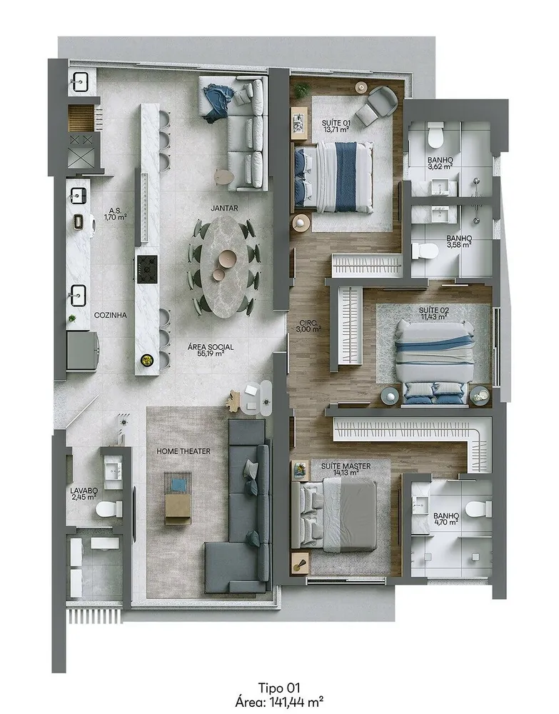 Apartamento, 5 quartos, 285 m² - Foto 3