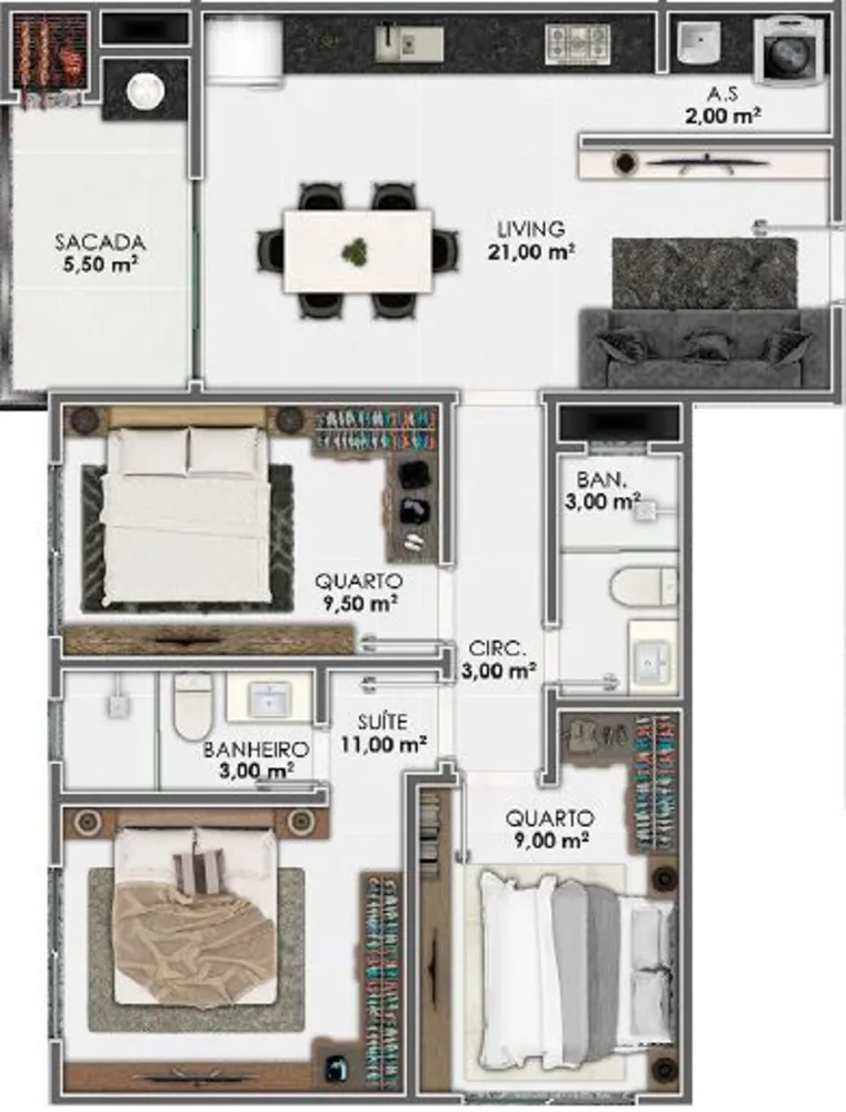 Apartamento, 2 quartos, 65 m² - Foto 4