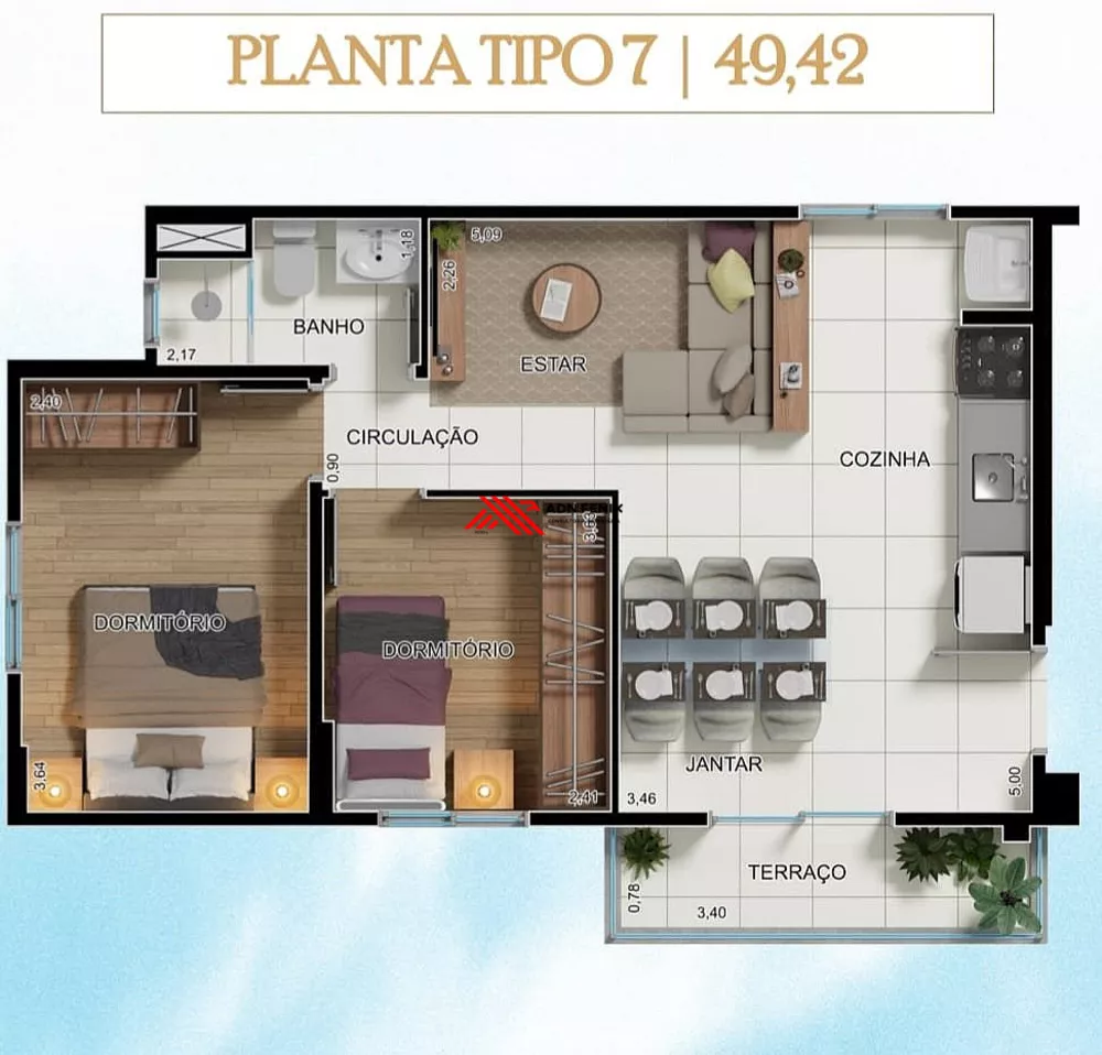 Apartamento, 2 quartos, 49 m² - Foto 7