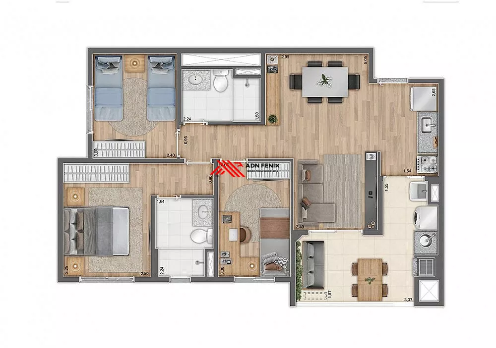 Apartamento, 2 quartos, 56 m² - Foto 2