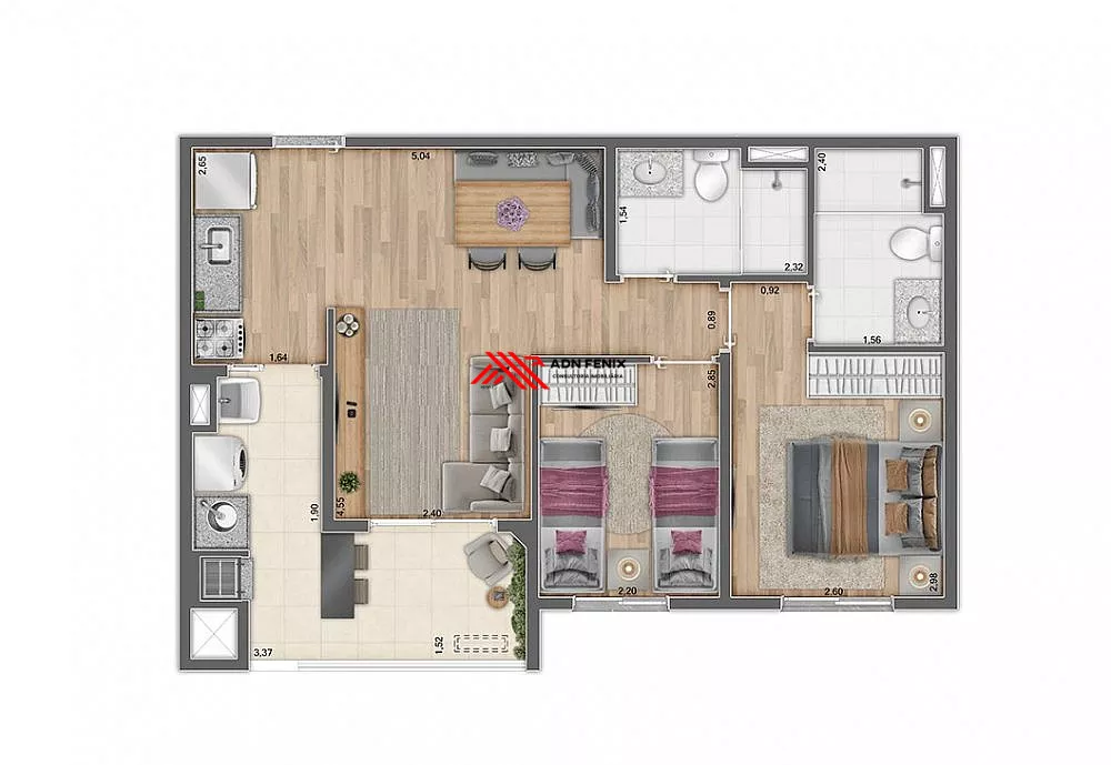Apartamento, 2 quartos, 56 m² - Foto 3