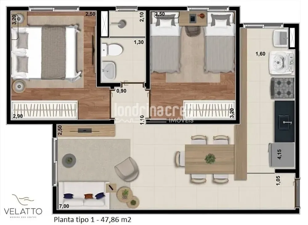 Apartamento, 2 quartos, 48 m² - Foto 1