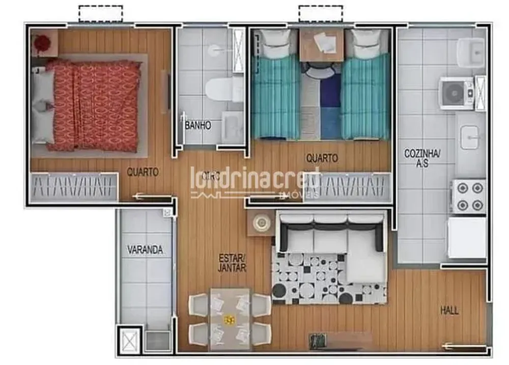Apartamento, 2 quartos, 48 m² - Foto 3