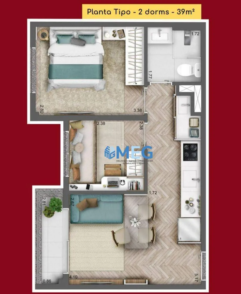 Apartamento, 2 quartos, 39 m² - Foto 11
