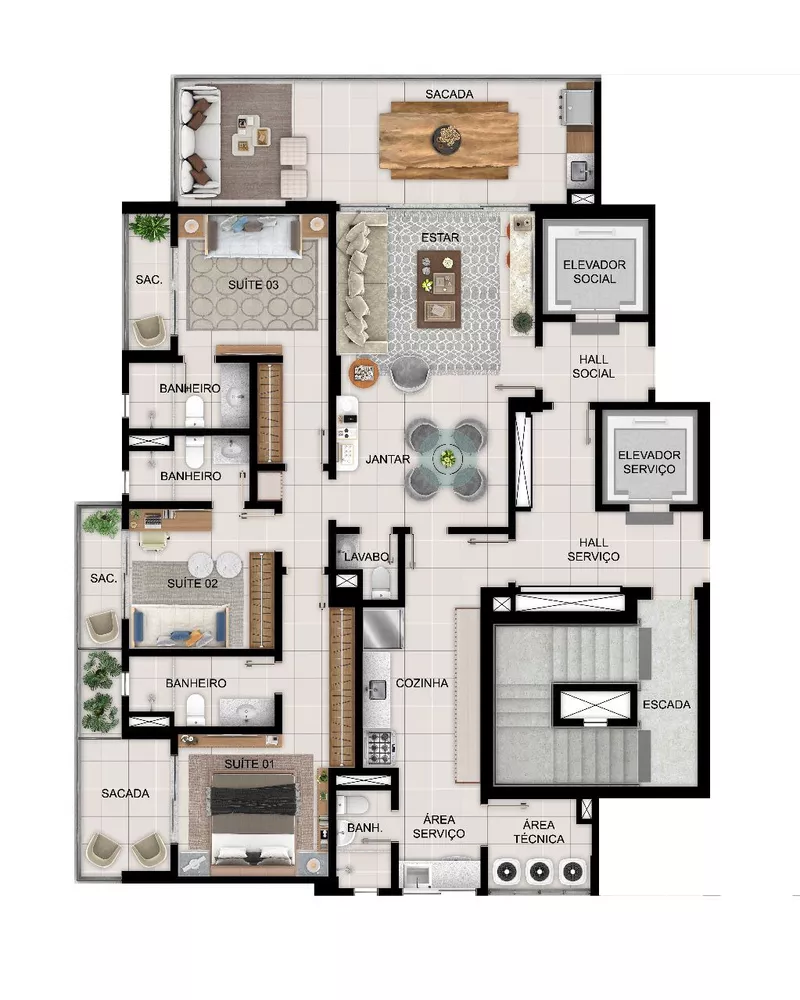 Apartamento, 3 quartos, 140 m² - Foto 4