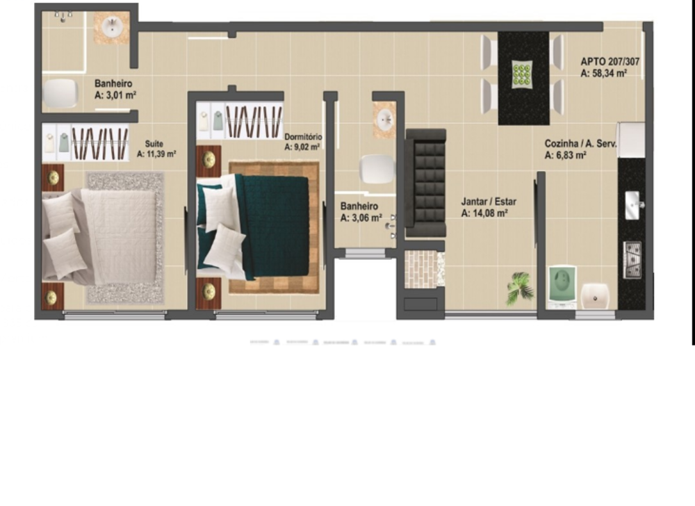 Apartamento à venda com 2 quartos, 54m² - Foto 4