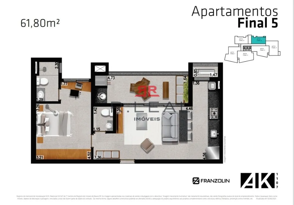 Apartamento, 1 quarto, 61 m² - Foto 3