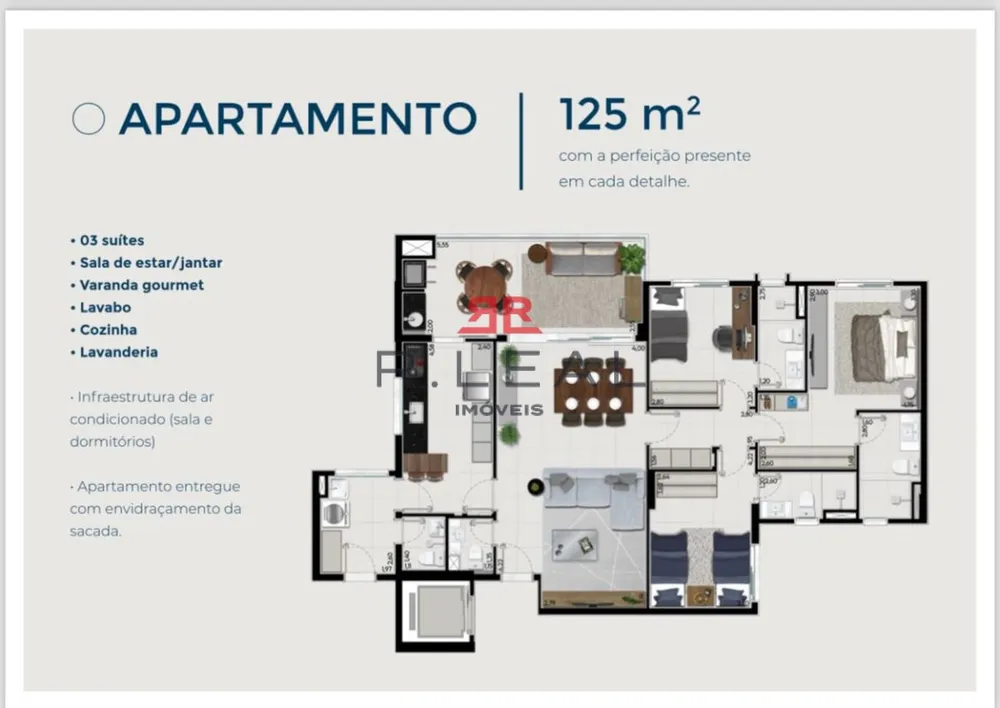 Apartamento, 3 quartos, 125 m² - Foto 1