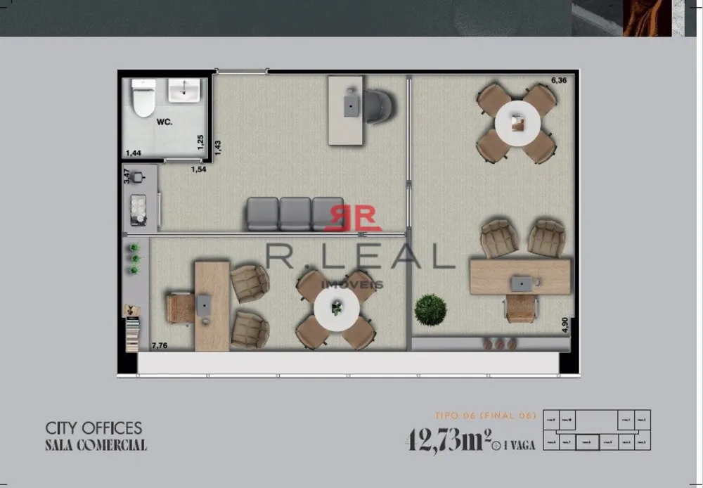Sala-Conjunto, 42 m² - Foto 1
