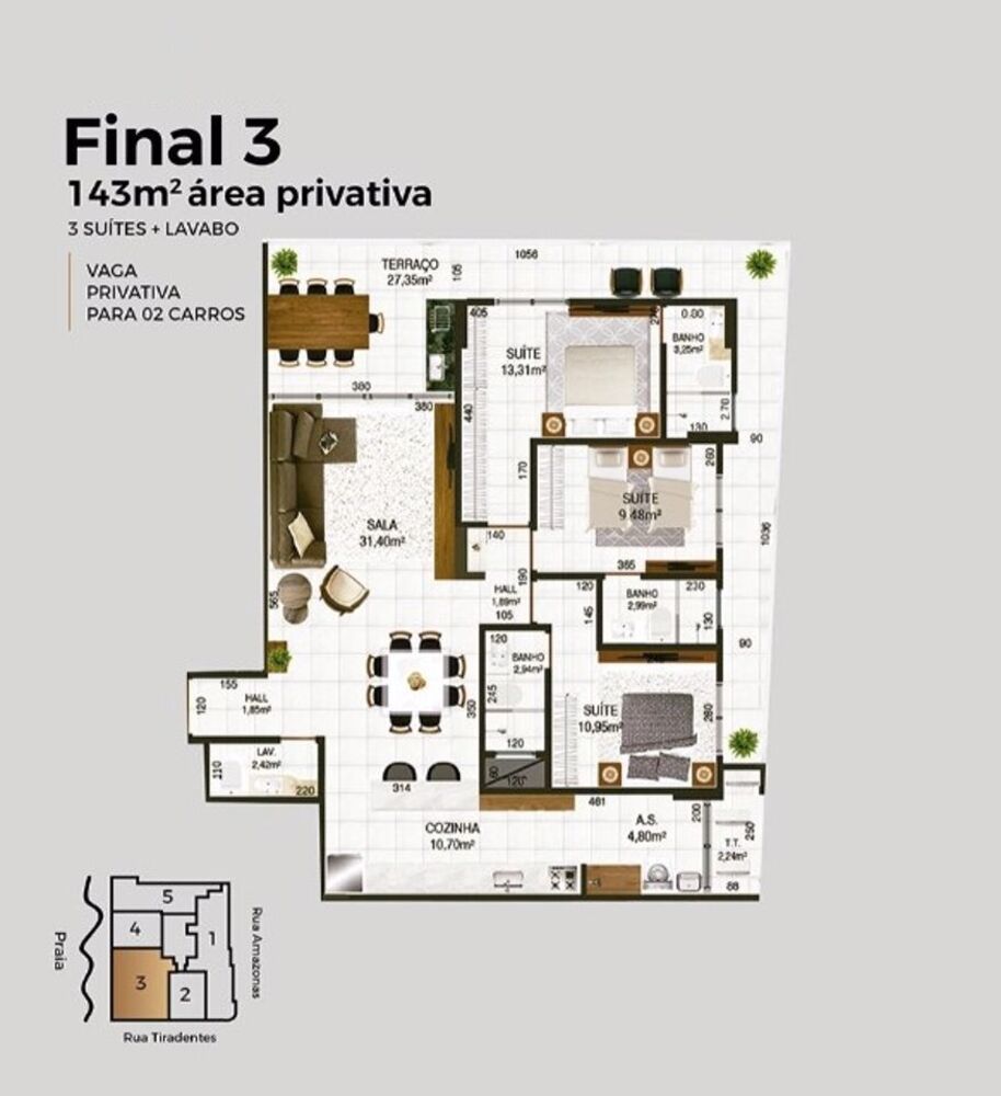 Apartamento, 3 quartos, 143 m² - Foto 2