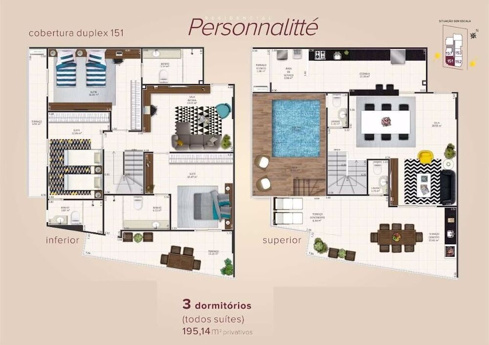 Cobertura, 3 quartos, 195 m² - Foto 2