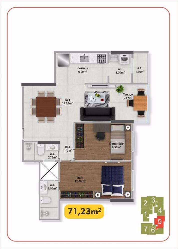 Apartamento, 2 quartos, 71 m² - Foto 7