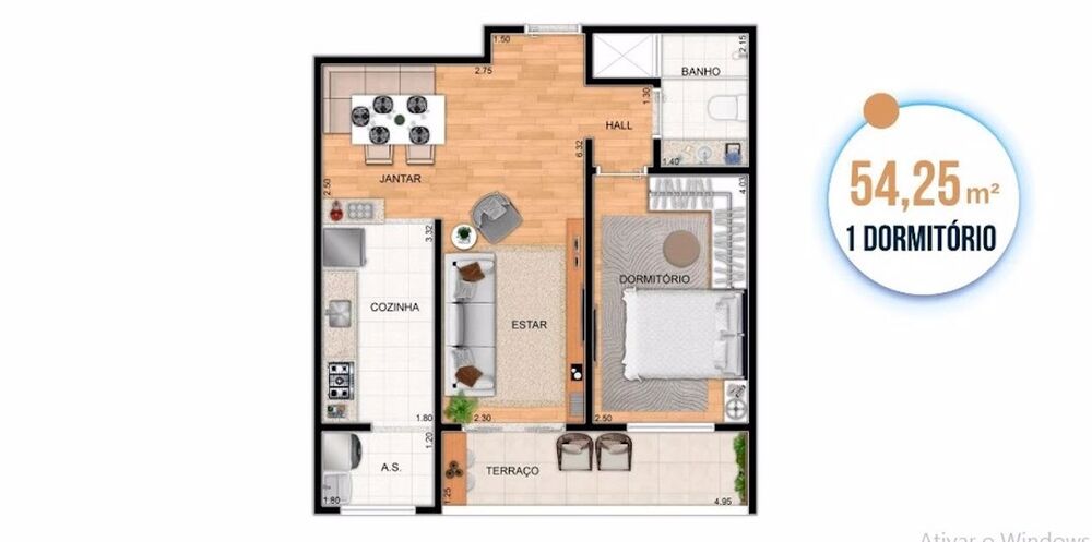 Apartamento, 1 quarto, 55 m² - Foto 3