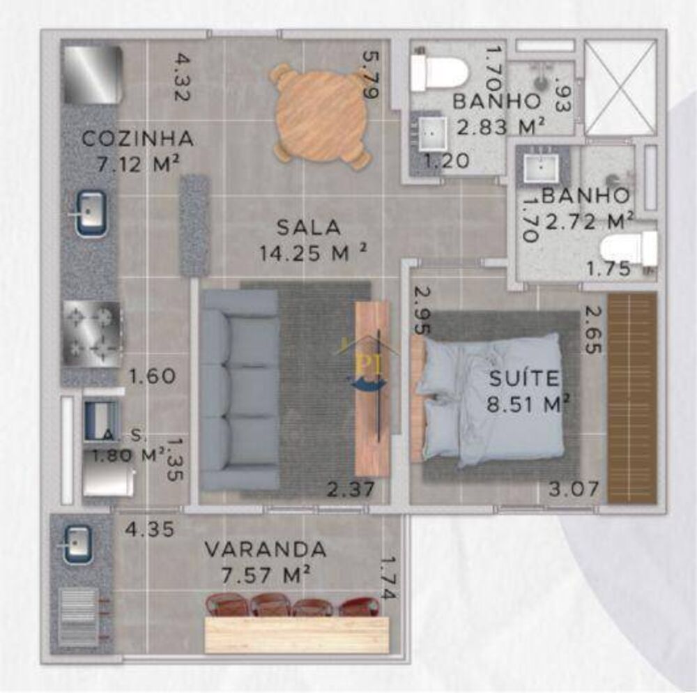 Apartamento, 1 quarto, 53 m² - Foto 3