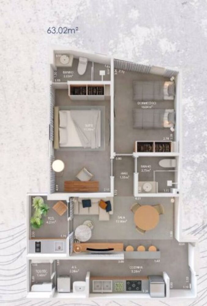 Apartamento, 2 quartos, 63 m² - Foto 1