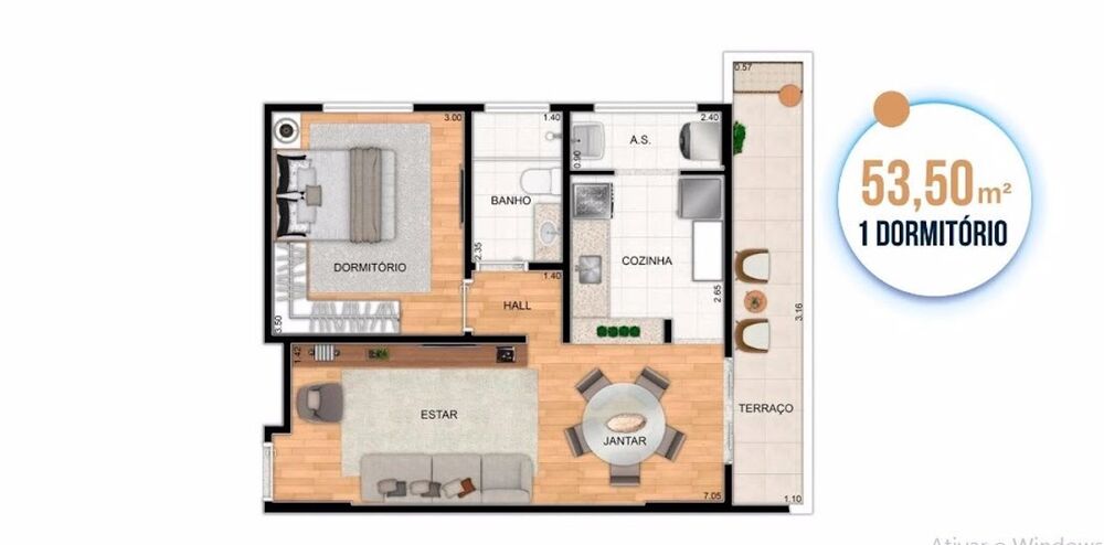 Apartamento, 1 quarto, 53 m² - Foto 12