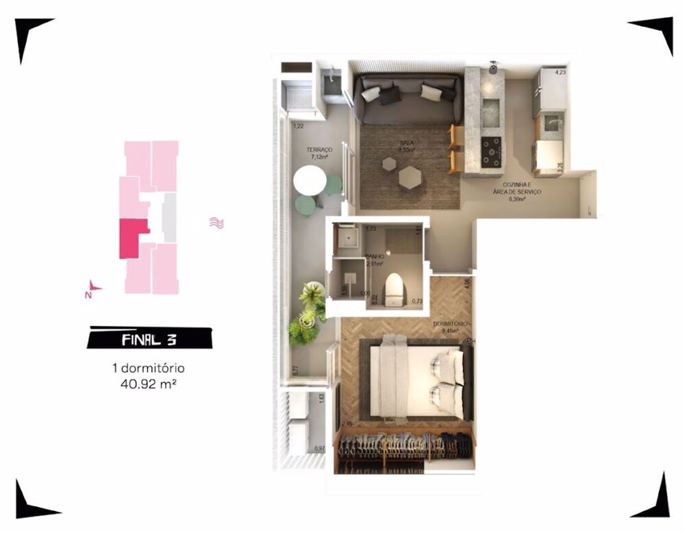 Apartamento, 1 quarto, 54 m² - Foto 8