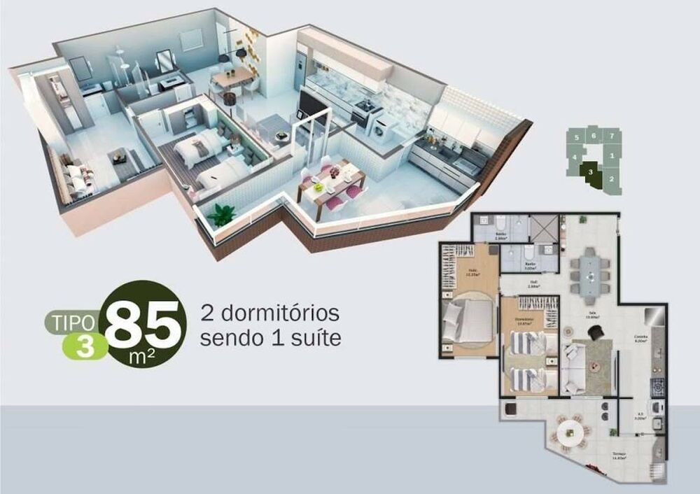 Apartamento, 2 quartos, 74 m² - Foto 1