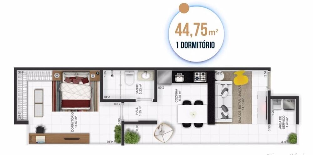 Apartamento, 1 quarto, 45 m² - Foto 4