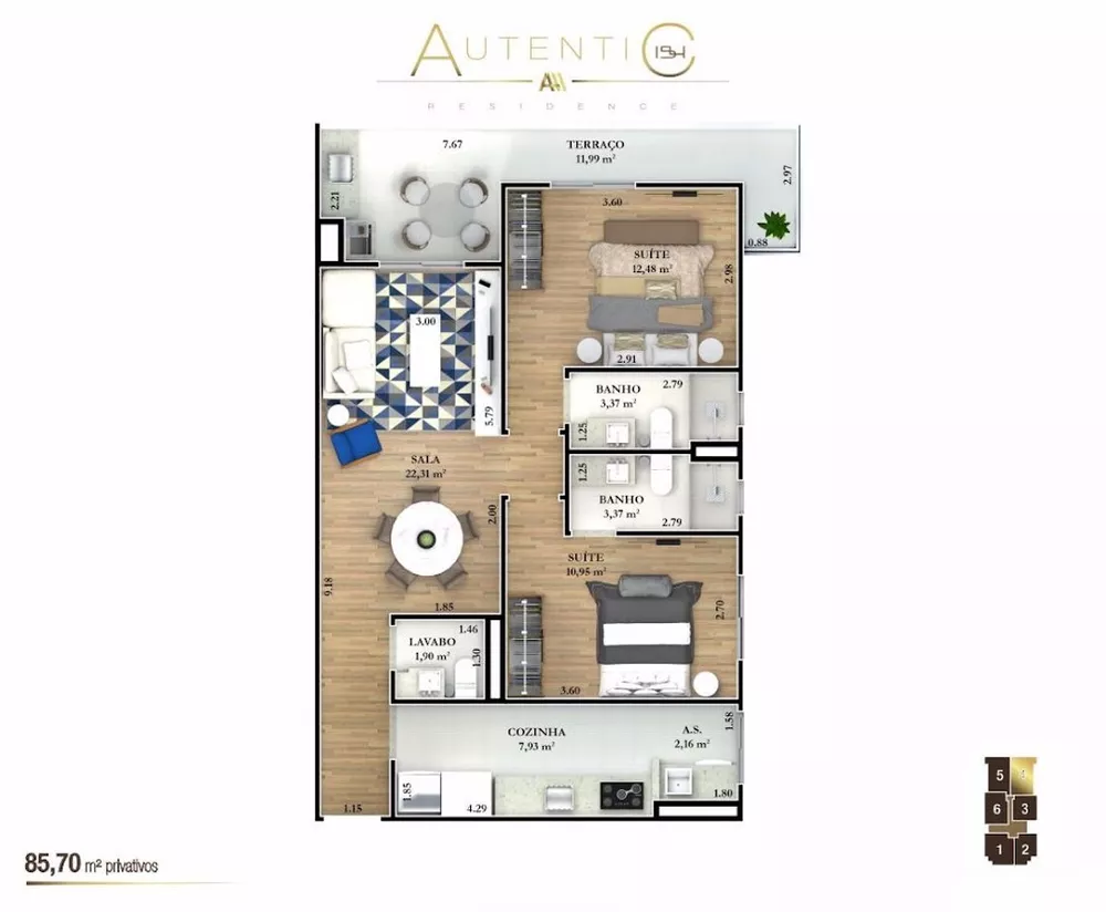 Apartamento à venda com 2 quartos, 85m² - Foto 3