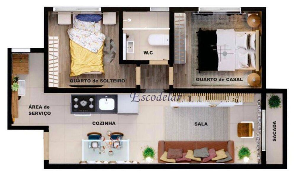 Apartamento à venda com 2 quartos, 46m² - Foto 1