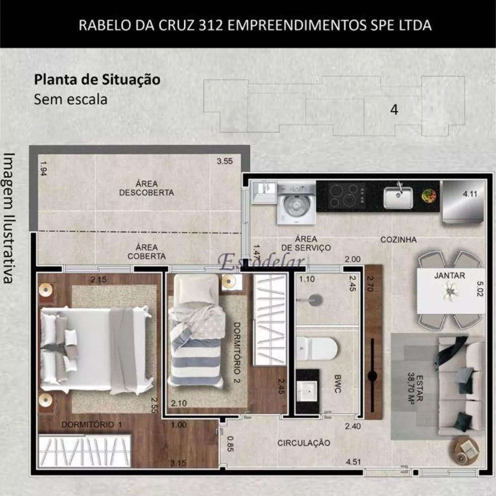 Apartamento, 2 quartos, 45 m² - Foto 3