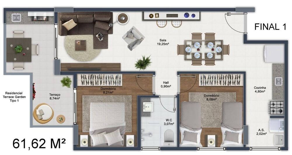 Apartamento, 2 quartos, 61 m² - Foto 6