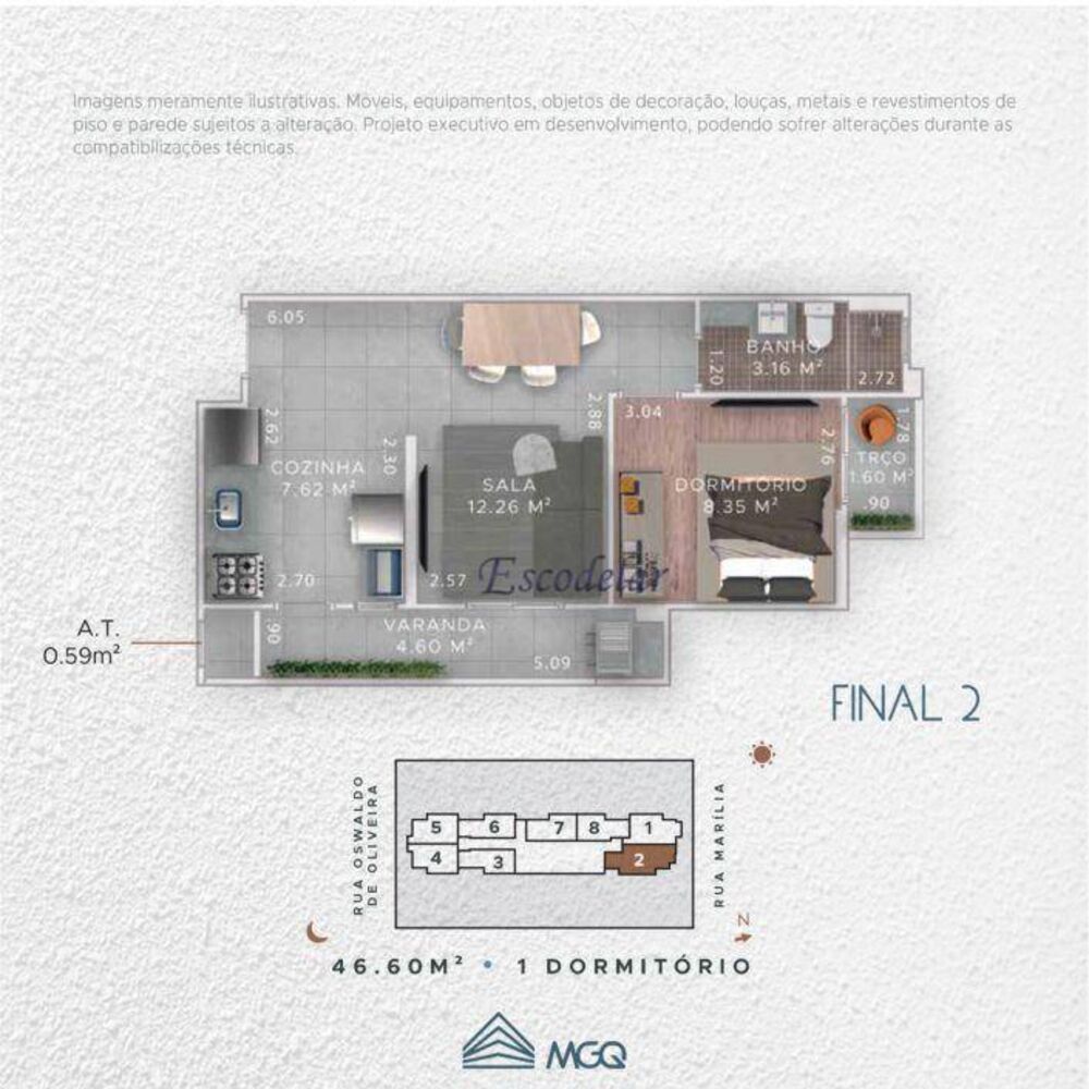 Kitnet-Studio, 37 m² - Foto 3