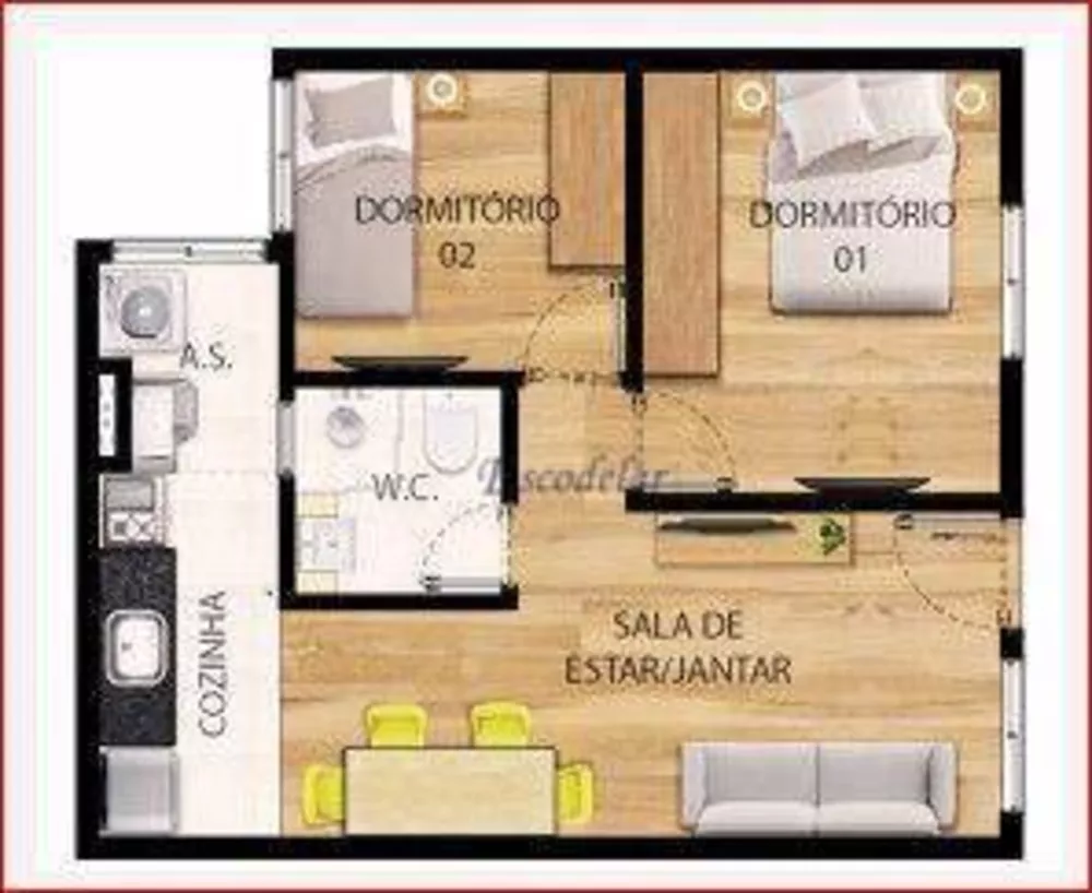 Apartamento à venda com 2 quartos, 42m² - Foto 1