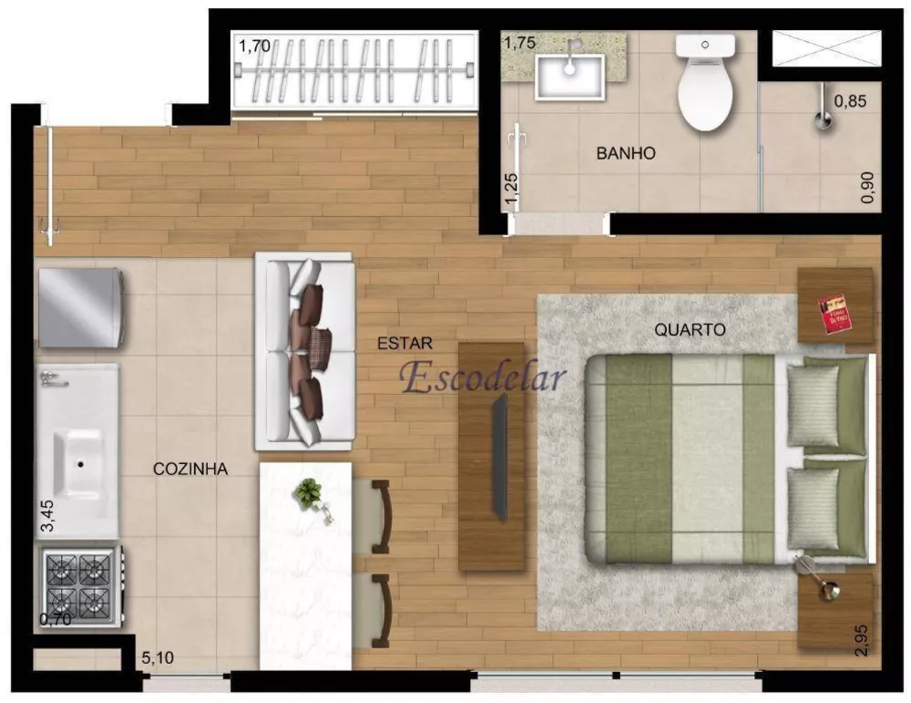 Apartamento à venda com 1 quarto, 26m² - Foto 4