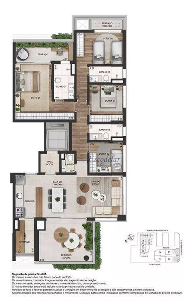 Apartamento à venda com 4 quartos, 148m² - Foto 2